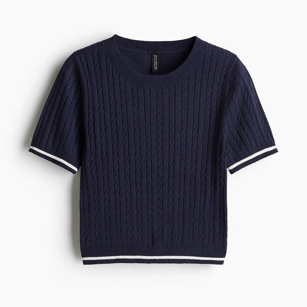H&M Dark Blue Cable Knit Sweater